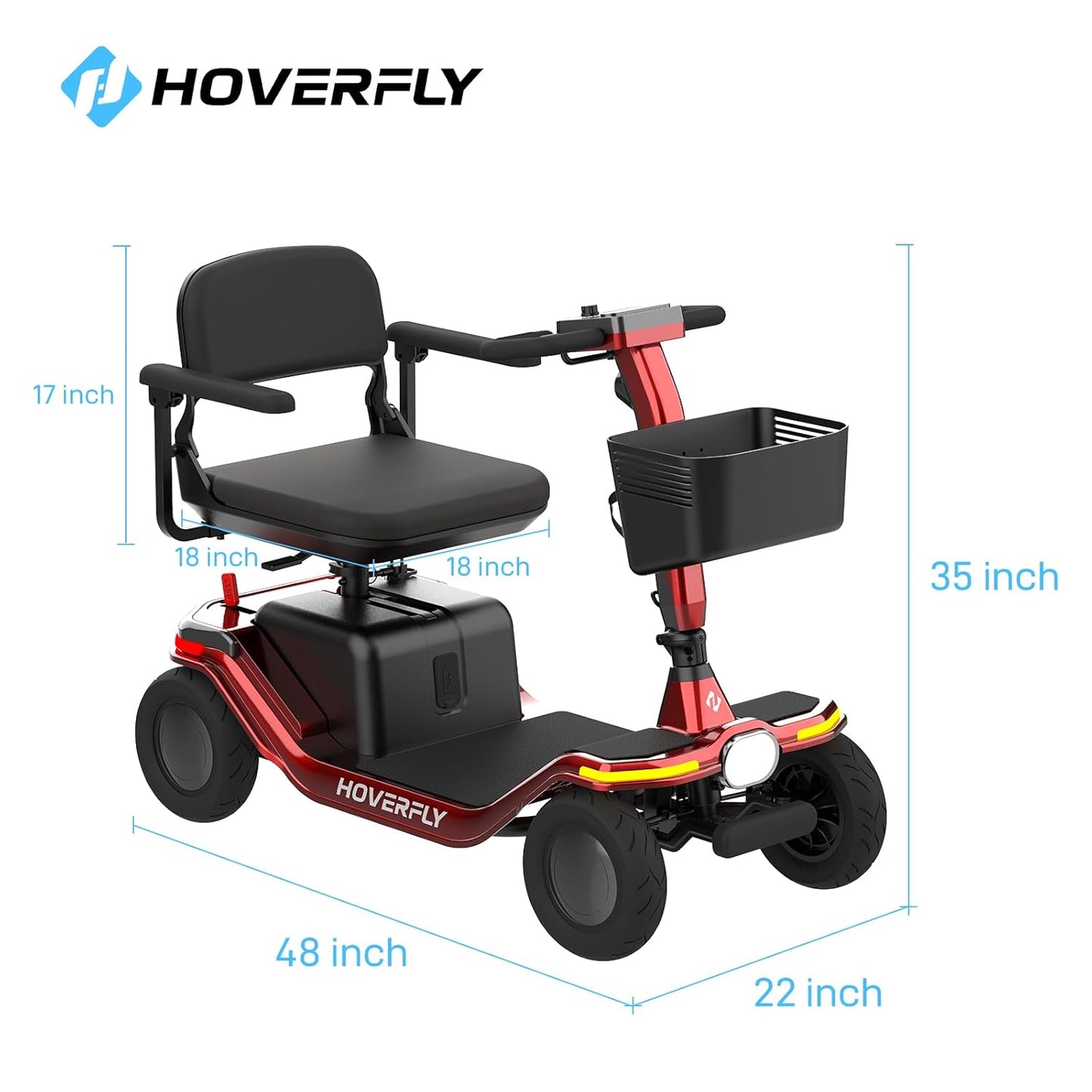 T5 Mobility Scooter, 4-Wheel Mobility Scooter for Adults - 16.8 Miles Range, 5 Mph, Smart Safety Features, Removed Battery, Rotating Swivel Seat, Headlight