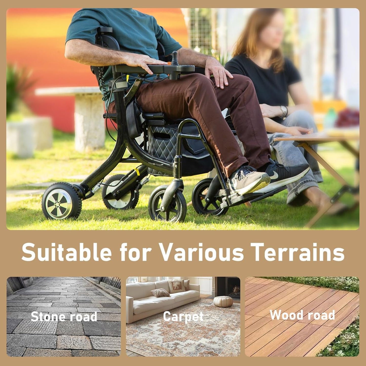 3 in 1 Electric Wheelchair & Lightweight Rollator Walker with Seat & Foldable Transport Wheel Chair for Seniors Adults, Motorized Mobility Scooters, All Terrain,500W Motors