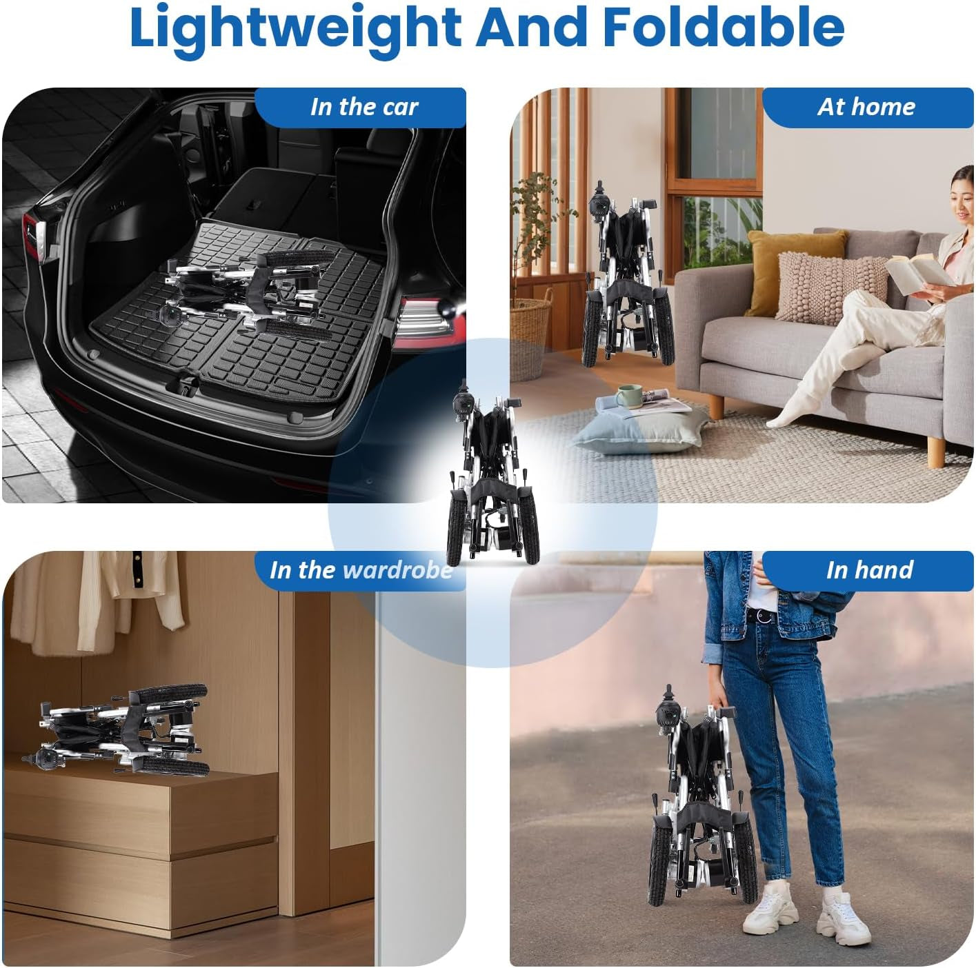 Lightweight Electric Wheelchairs for Adults,Durable Foldable Motorized Wheelchairs for Seniors,Portable Compact Intelligent Power Wheelchairs,500W Motor All Terrain Wheelchairs-Airline Approved