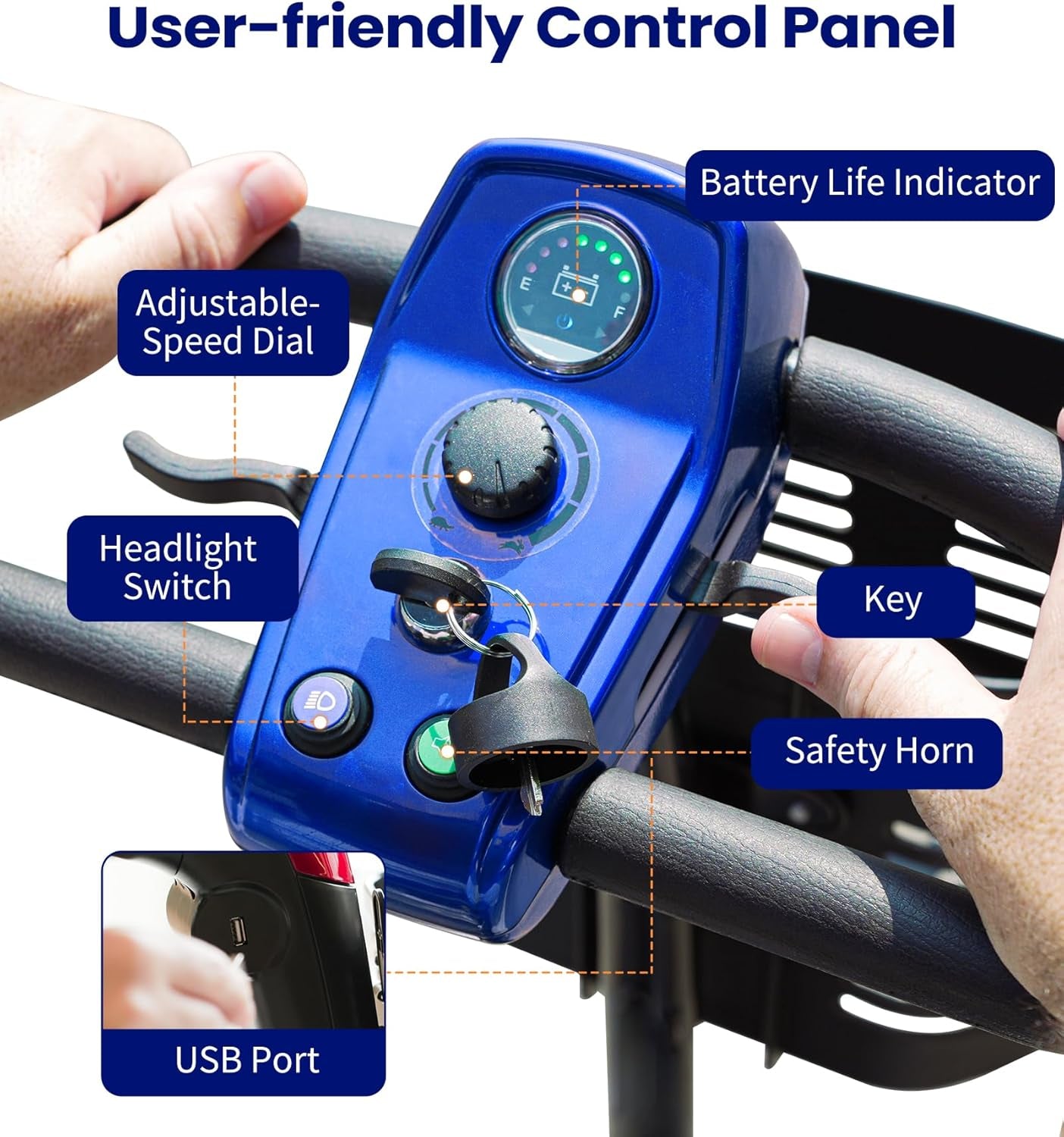 Mobility Scooter, Powered-Mobility-Scooters-For-Seniors-Adults, All Terrain Electric Mobility Scooter, Motorized Scooter with Seat & Basket, Folding Electric Wheelchair, 4 Wheel Electric Scooter