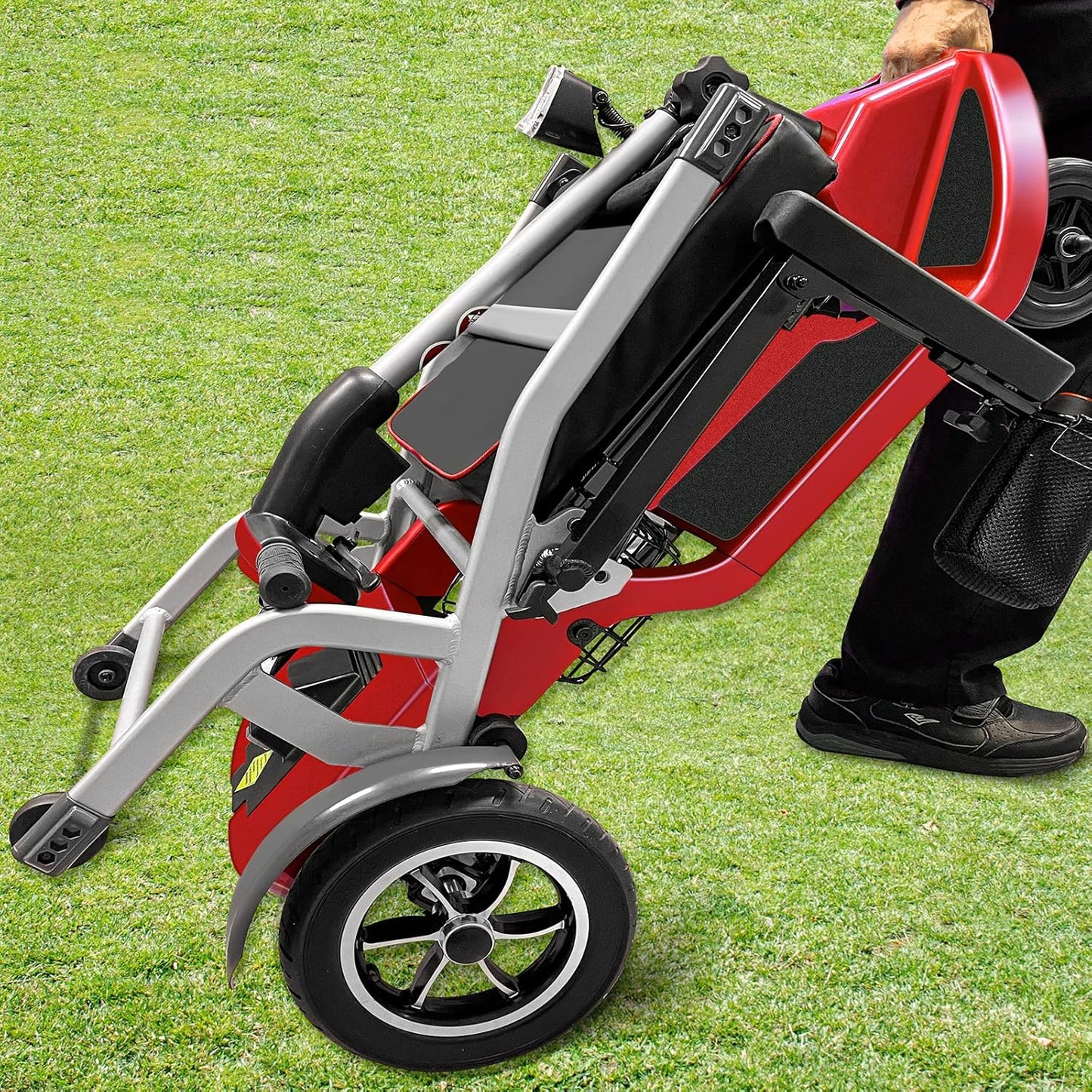 R3B-Mobility Scooters for Seniors Adults Ultra Lightweight Electric Powered Folding Mobility Scooter with Wide Seat Headlight Cup Holder, Compact & Convenient for Travel Airline Approved, Red