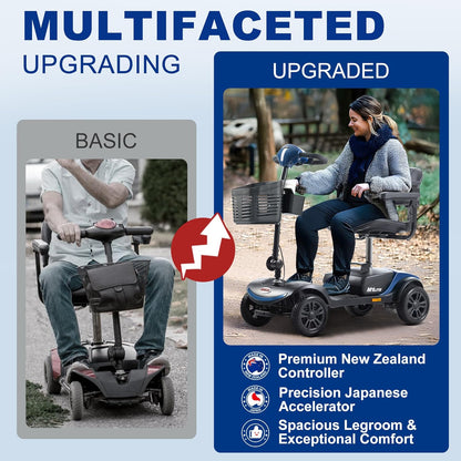 Mobility Scooters for Adults, 4 Wheel Powered Mobility Scooters, Electric Scooter for Seniors Folding Mobility Scooter Lightweight 10 Miles Long Travel Range Blue