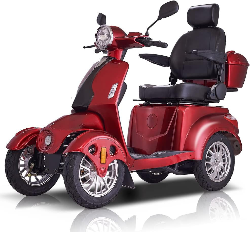 Heavy Duty 4 Wheel Mobility Scooters for Seniors & Adults 500Lbs Capacity - Electric Powered Chair - 800W All Terrain Fast Mobility Scooter for Travel W/Long Range Battery Remote Key