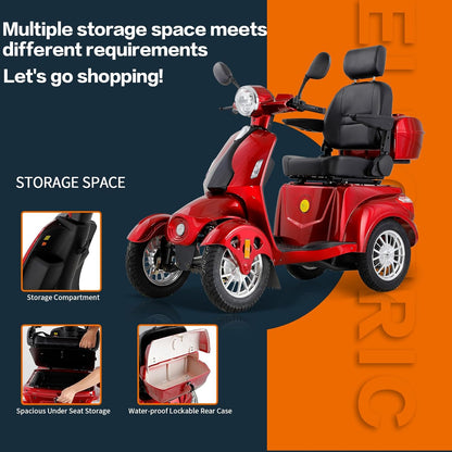 Heavy Duty 4 Wheel Mobility Scooters for Seniors & Adults 500Lbs Capacity - Electric Powered Chair - 800W All Terrain Fast Mobility Scooter for Travel W/Long Range Battery Remote Key